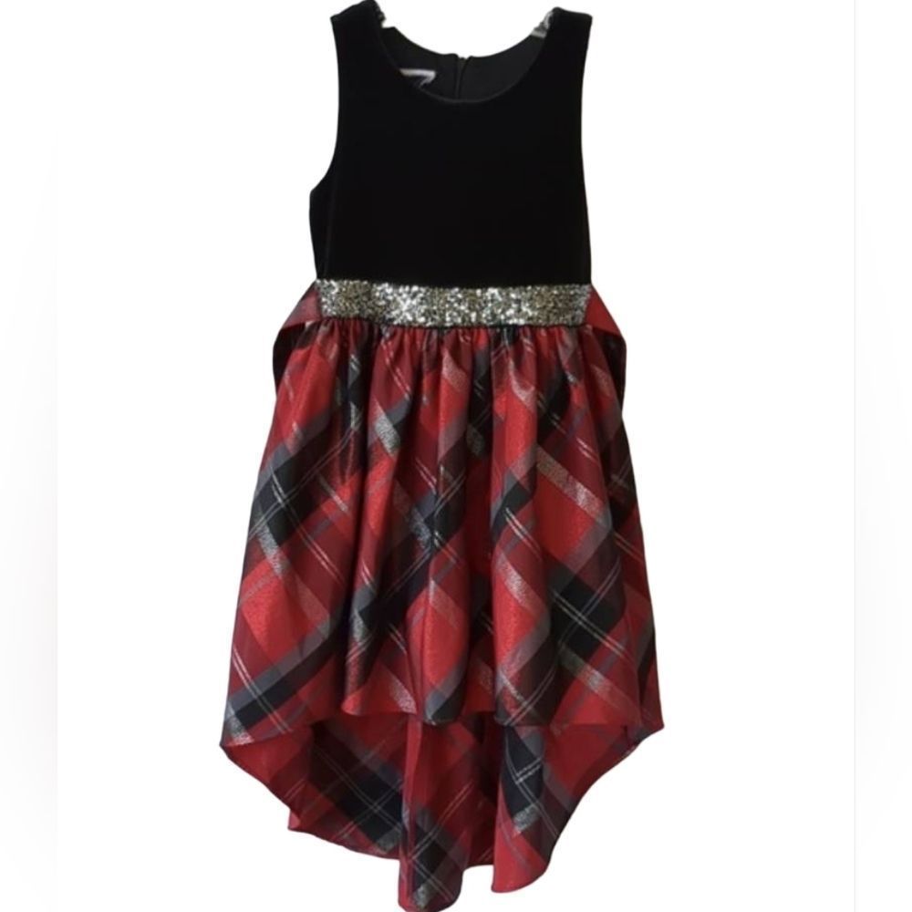 Bonnie Jean Girl's High Low Holiday Plaid Dress